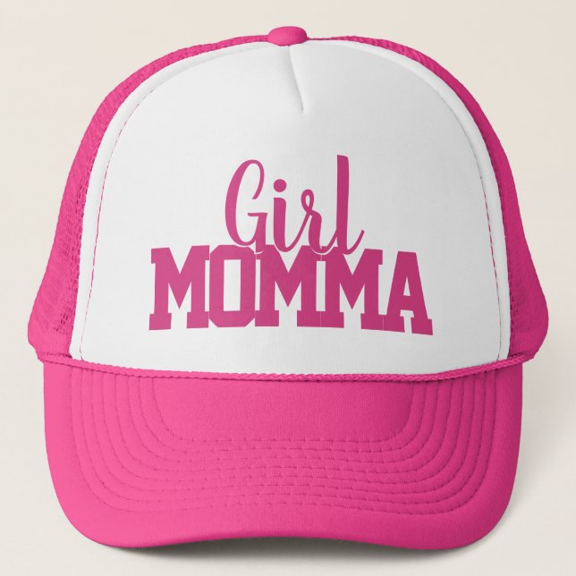 rosa och vitt skript GIRL MOMMA-brev | Keps (Framsida)