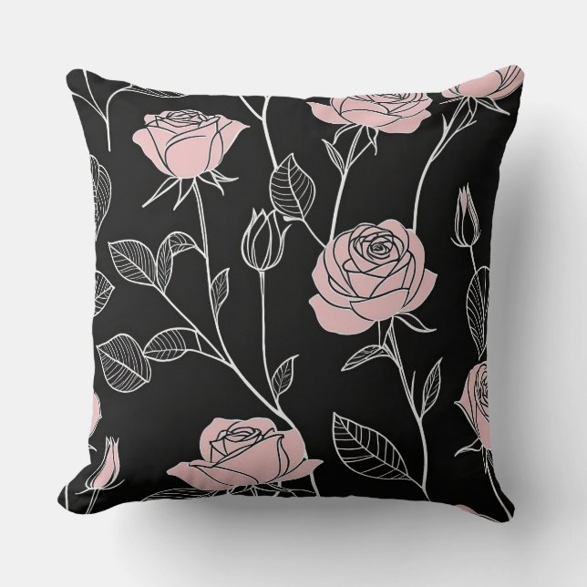 Rosa och vitt stiliserat ro kudde (Framsida)