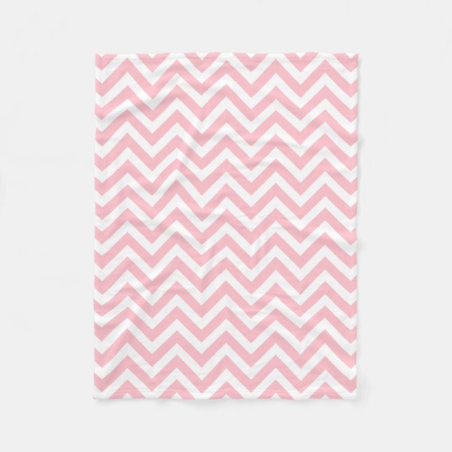 Rosa och vitt, Storlekt Vågrät Chevron Fleecefilt (Framsidan)