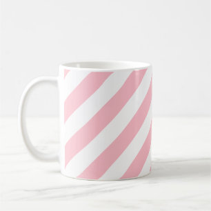 Rosa och vitt stort diagonalt Rand Mönster Kaffemugg