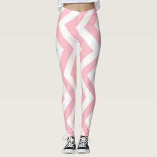 Rosa och vitt stort Storlekt Lodrät Chevron Leggings