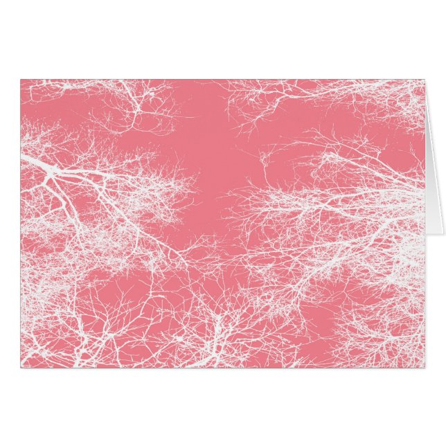 Rosa och vitt träd hälsningskort (Framsidan Horizontal)