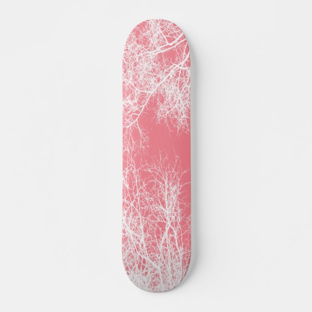 Rosa och vitt träd mini skateboard bräda 18,5 cm (Framsida)