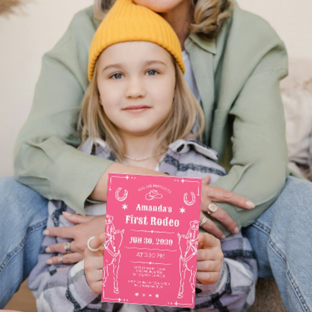 Rosa och vitt westernt tema flick kalas spara datumet (Skapare uppladdad)