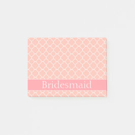 Rosa och White Bridesmaid Post-it Block
