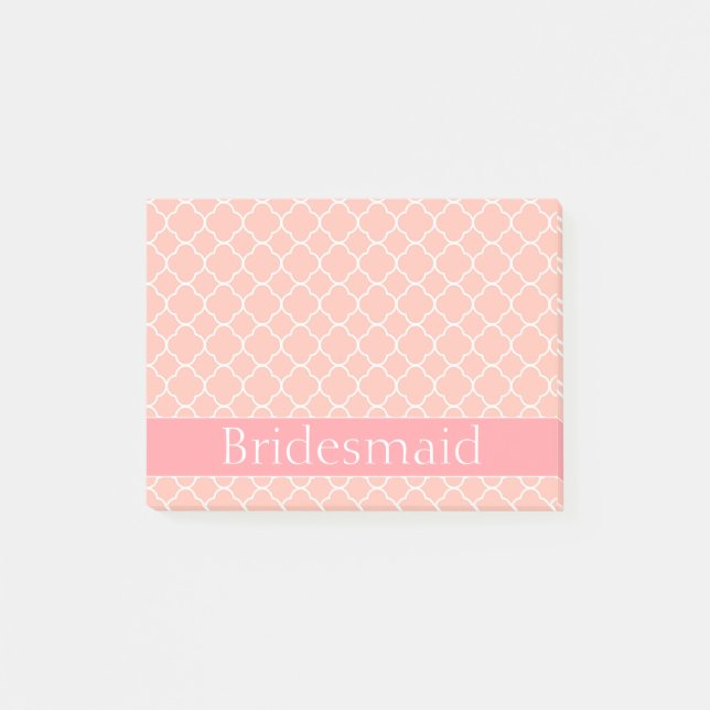 Rosa och White Bridesmaid Post-it Block (Framsida)