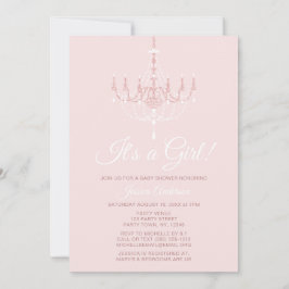 Rosa och White Chandelier Blommigt Ro Baby Shower Inbjudningar