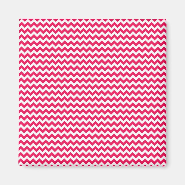 Rosa och White Chevron Rand Magnet (Framsidan)