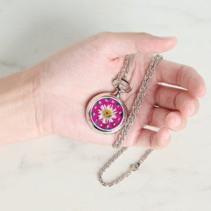 Rosa och White Collarette Dahlia Blommigt Armbandsur