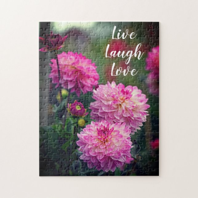 Rosa och White Dahlia Flower Inspirational Quote Pussel (Vertikal)