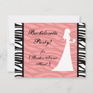 Rosa och White Dress Silhouette Bachelorette Party Inbjudningar