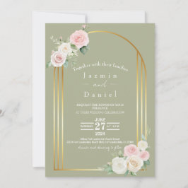 Rosa och White Dusky Blooms Bröllopsinbjudan Inbjudningar