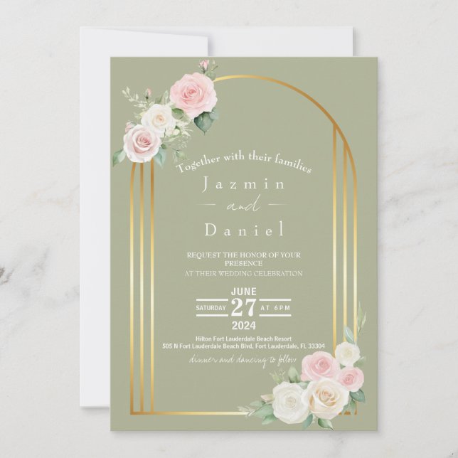 Rosa och White Dusky Blooms Bröllopsinbjudan Inbjudningar (Framsida)