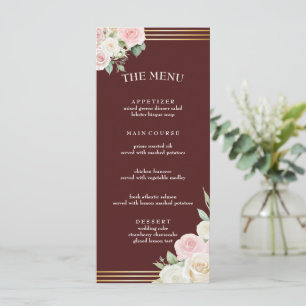 Rosa och White Dusky Blooms Flat Menu Meny
