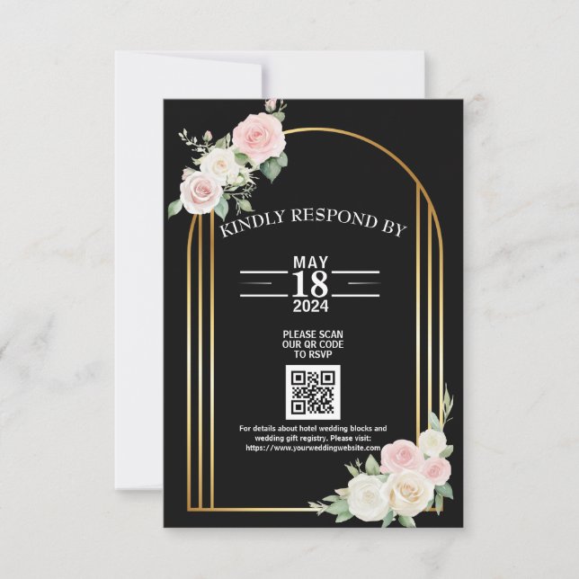 Rosa och White Dusky Ro Blooms Bröllop OSA Kort (Framsida)