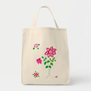 Rosa- och White Faux Applique Flowers Tygkasse