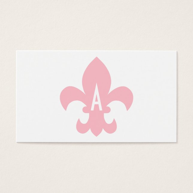 Rosa och White Fleur de Lis Monogram Visitkort (Framsidan)