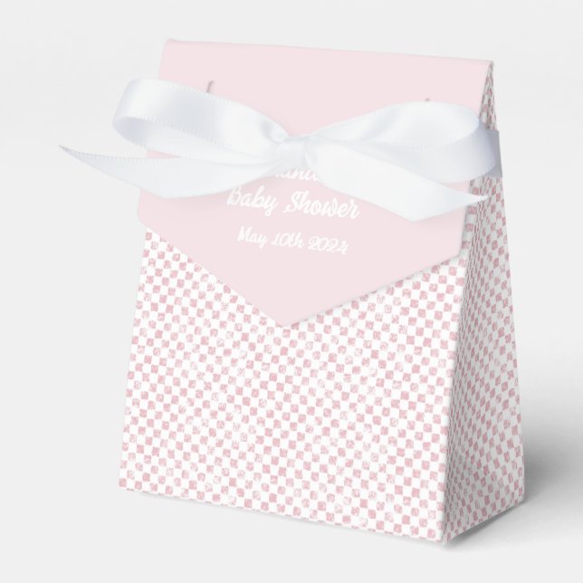 Rosa och White Gingham Baby Shower Presentaskar (Framsidan Sidan)