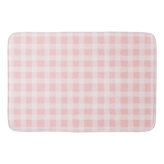 Rosa och White Gingham Bath Mat Badrumsmatta (Framsidan)