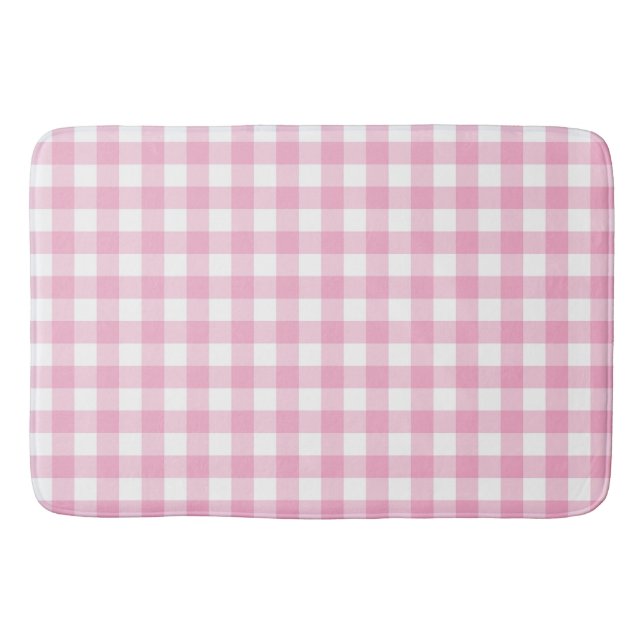 Rosa och White Gingham Buffalo Check Play Badrumsmatta (Framsidan)