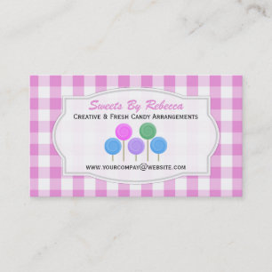 Rosa och White Gingham: Candy Affärskort Visitkort