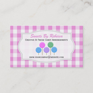 Rosa och White Gingham: Candy Affärskort Visitkort