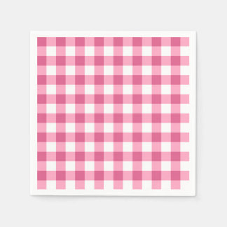 Rosa och White Gingham Check Mönster Pappersservett