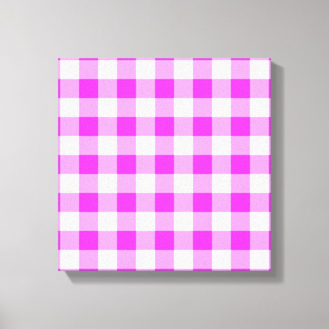 Rosa och White Gingham Mönster Canvastryck (Framsida)