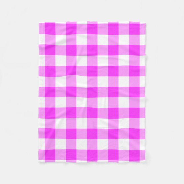 Rosa och White Gingham Mönster Fleecefilt (Framsidan)