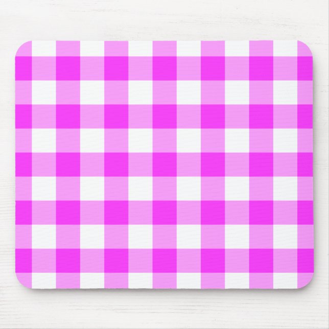 Rosa och White Gingham Mönster Musmatta (Framsidan)