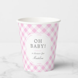 Rosa och White Gingham Mönster Oh Baby Shower