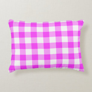 Rosa och White Gingham Mönster Prydnadskudde