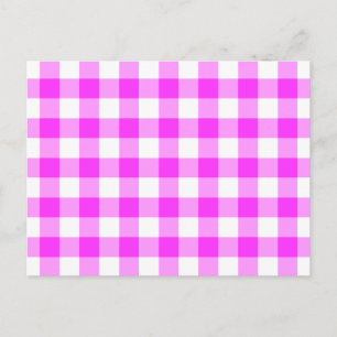 Rosa och White Gingham Mönster Vykort
