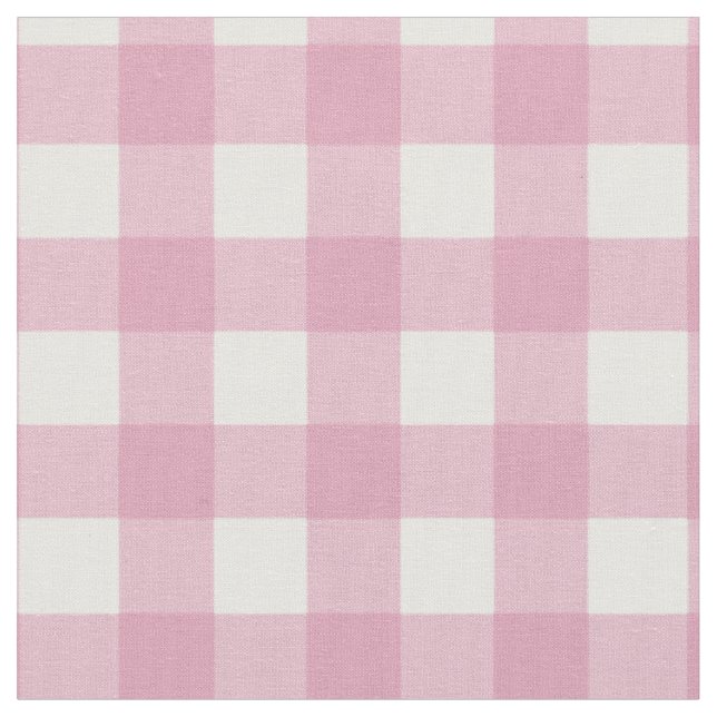 Rosa och White Gingham Tyg (Närbild)