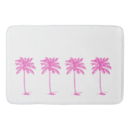 Rosa och White Handflatan Palmetto Träd Badrumsmatta