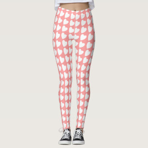 Rosa och White Heart Mönster Girly Leggings