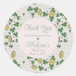 Rosa och White Irish Flicka Tack Favor Runt Klistermärke