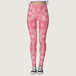 Rosa och White Kaleidoscope Mönster Leggings