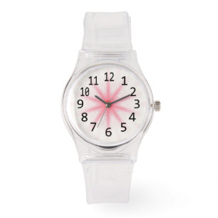 Rosa och White Kaleidoscope Mönster Numbers Watch Armbandsur