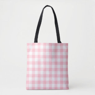 Rosa och White Large Storlek Gingham Checks Mönste Tygkasse
