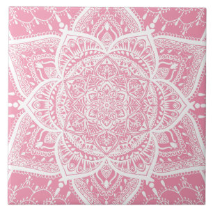 Rosa och White Mandala - Loergann i Jasmine Kakelplatta
