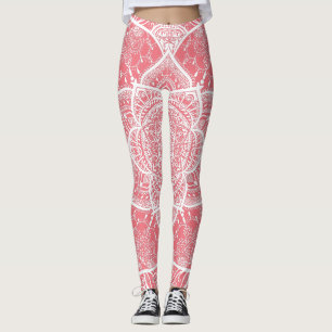 Rosa och White Mandala - Loergann in Peach Leggings