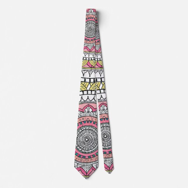 Rosa och White Mandala Neck Tie Slips (Framsida)
