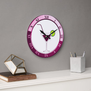 Rosa och White Martini Pub Clock Stor Klocka