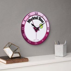 Rosa och White Mocktail Hour Pub Clock Stor Klocka
