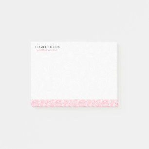 Rosa och White Paisley Mönster Post-it Block