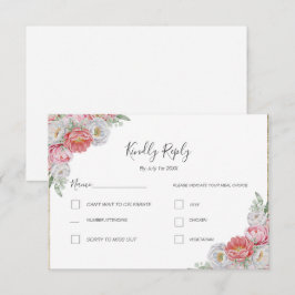 Rosa och White Peony Bröllop OSA Kort