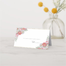Rosa och White Peony Bröllop Placeringskort