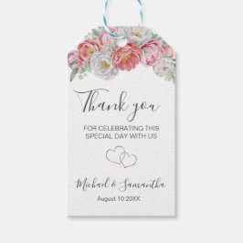 Rosa och White Peony Bröllop Presentetikett