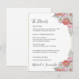 Rosa och White Peony Bröllop Tilläggskort